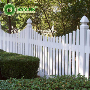 4 ft x 8 ft scalloped vinyl picket fence front yard