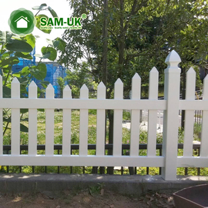 4 foot scalloped vinyl picket fence on hill